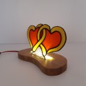 Lampe en vitrail Tiffany- "2 COEURS BRAS DESSUS BRAS DESSOUS"