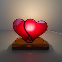 Lampe en vitrail Tiffany: 2 COEURS COTE A COTE