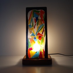 Lampe en vitrail à verre flottants: "ECLATS DE COULEURS"