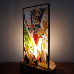 Alchimie: lampe en Vitrail à verres flottants