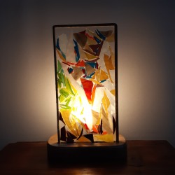 Alchimie: lampe en Vitrail à verres flottants