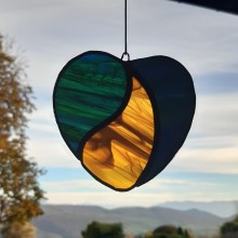Coeur: mobile à suspendre- vert, marron et bleu