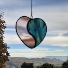 Coeur: mobile à suspendre- Bleu et rose