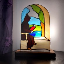 Lampe vitrail Tiffany: "EN PLEINE LECTURE"