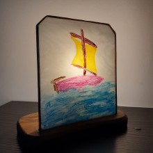 Lampe vitrail Tiffany/ "AU GRE DU VENT"