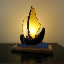 L'appel du large: lampe en vitrail méthode Tiffany