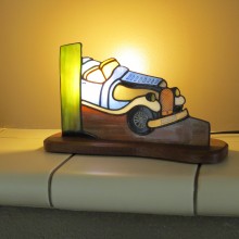 Lampe vitrail Tiffany: "L'AUTO D'ANTAN"