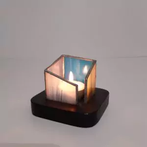 Entrouvert : photophore en vitrail Tiffany - 4 faces