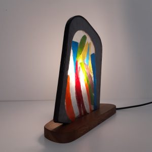 Lampe en vitrail à verres flottants : Cahot