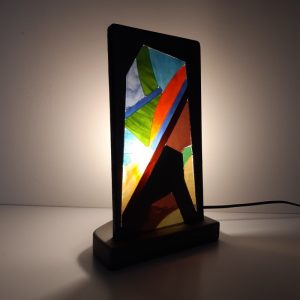 Lampe en vitrail à verres flottants : Métal