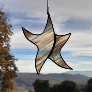 Mobile à suspendre en vitrail : étoile blanc marbré