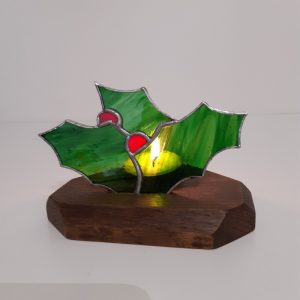 Photophore en vitrail Tiffany : Houx