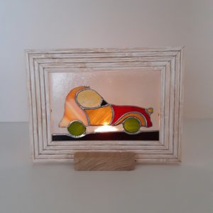 Photophore en vitrail Tiffany : Le tacot ecolo