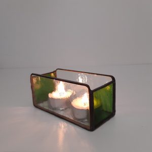 Photophore Tiffany : Rectangle vert et transparent