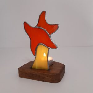 Photophore vitrail Tiffany : étoile orange et sa traine jaune