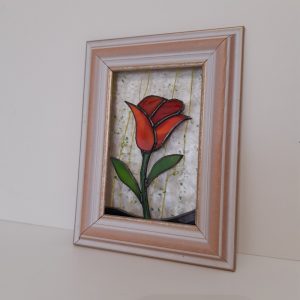 Tableau en vitrail Tiffany : Rose écarlate