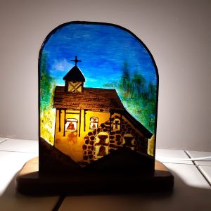 Lampe en vitrail : Paysage du Queyras