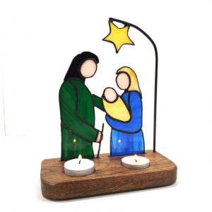 Photophore Tiffany, crèche, une étoile brille